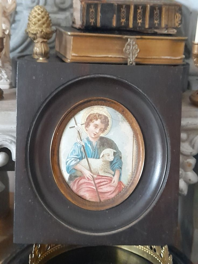 Cadre ancien Napoléon III avec image religieuse