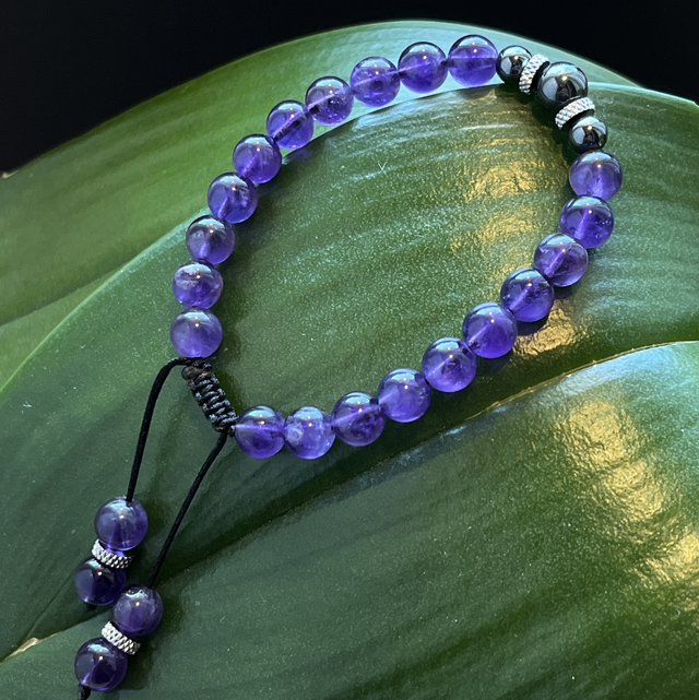 Bracelet en Améthyste/Hématite