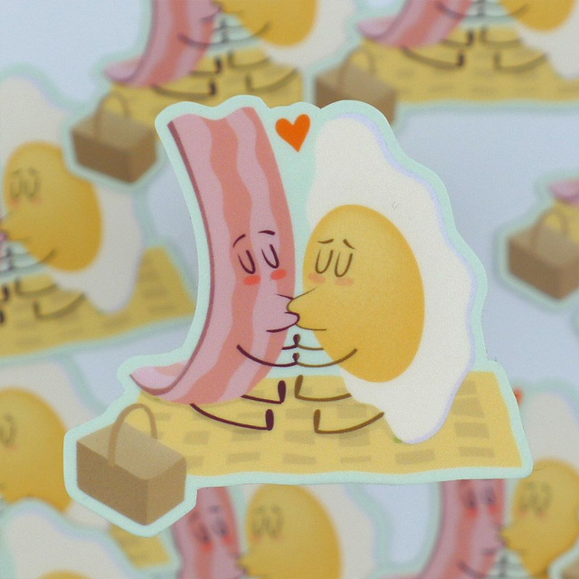 Single Sticker - Romantic Food - Bacon & Eggs - ca. 5x5 cm  