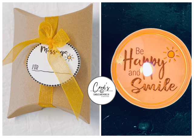 1er Teelicht - Be Happy and Smile 