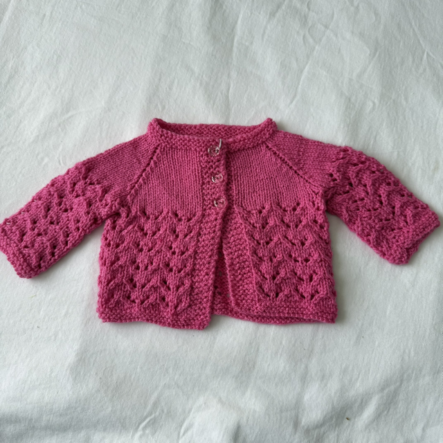 Fuschia pointelle knitted cardigan
