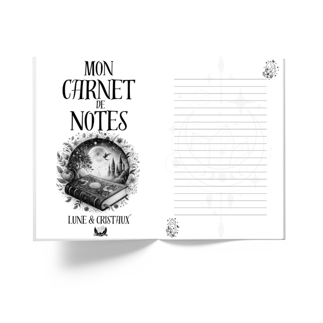 Intérieur carnet éternel A5 - Carnet de note Lune & Cristaux