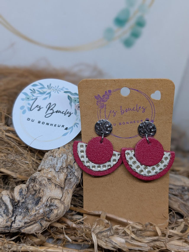 Boucles d&#039;oreilles Donatelle rouge beige do232