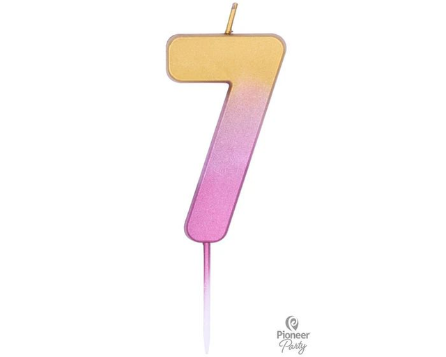 CANDLE: ROSE GOLD OMBRE NUMBER 7 CANDLE