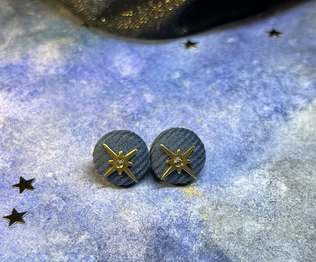 Babys velours bleu avec étoiles dorées et strass 