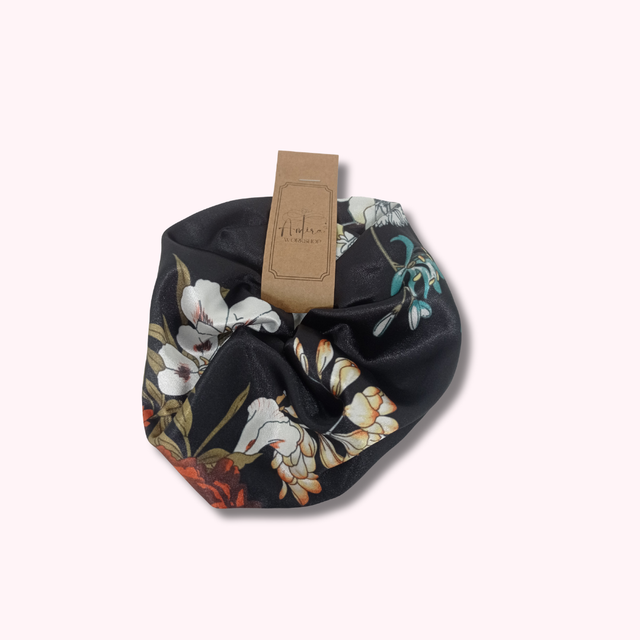 Chouchou Extra large en satin upcyclé - imprimé floral