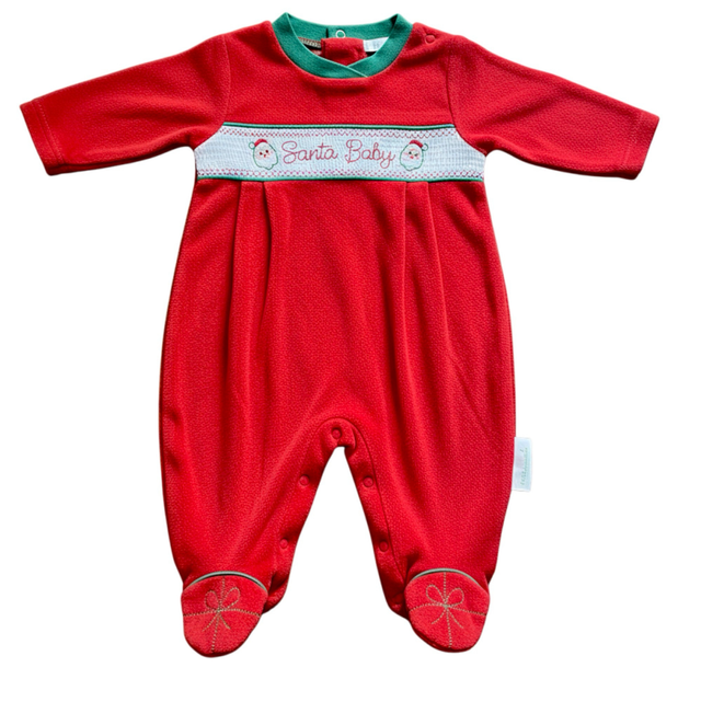 Santa baby velour sleepsuit 