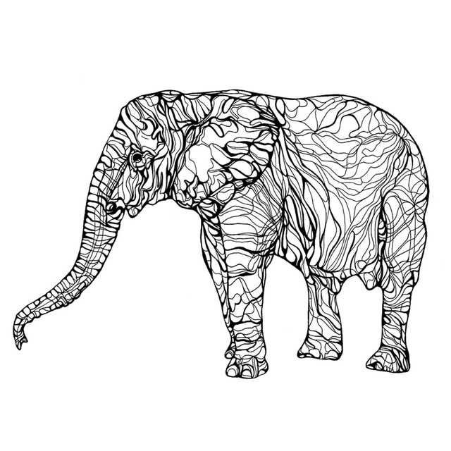 B&W A3 print - elephant