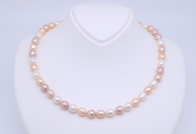 Süßwasserperlenkette in zarten Rosé- und Cremetönen - Sandra