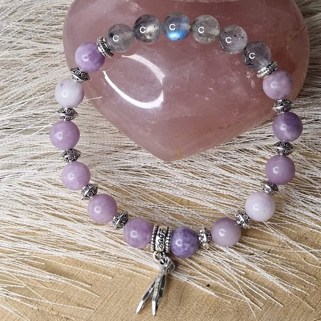 Bracelet en Lépidolite et Labradorite 