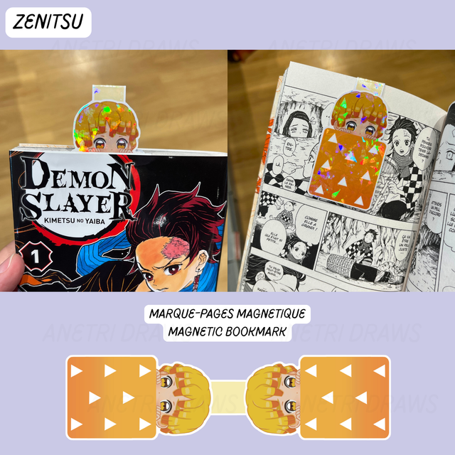 Marque-pages magnétique holographique Demon slayer | Zenitsu