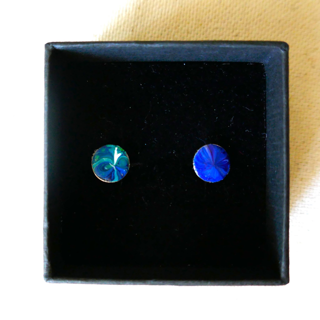 Boucles d'oreilles - Fleurs aquatiques / Symphony in blue - Argentées