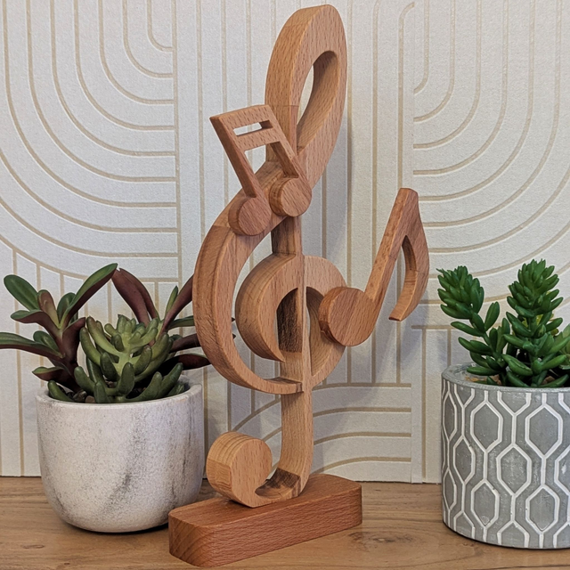 Clef de sol et notes en bois (hêtre)