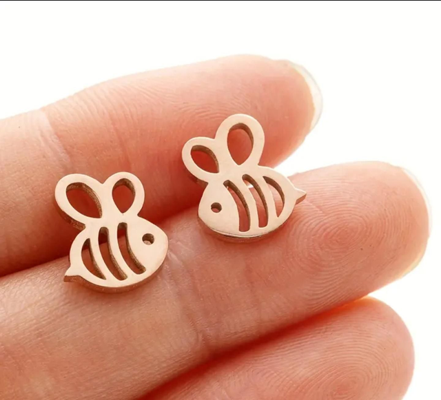 Stainless Steel Bee Stud Earring