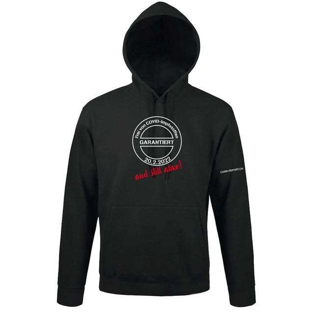 Hoodie «Frei von COVID-Impfstoffen» - Datum nicht wählbar, schwarz, Unisex