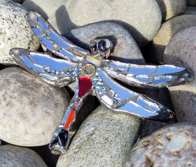 Common Darter - 'Heavy Metal' Dragonfly Brooch