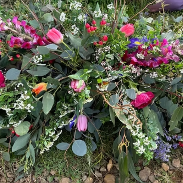 Rainbow Casket Spray