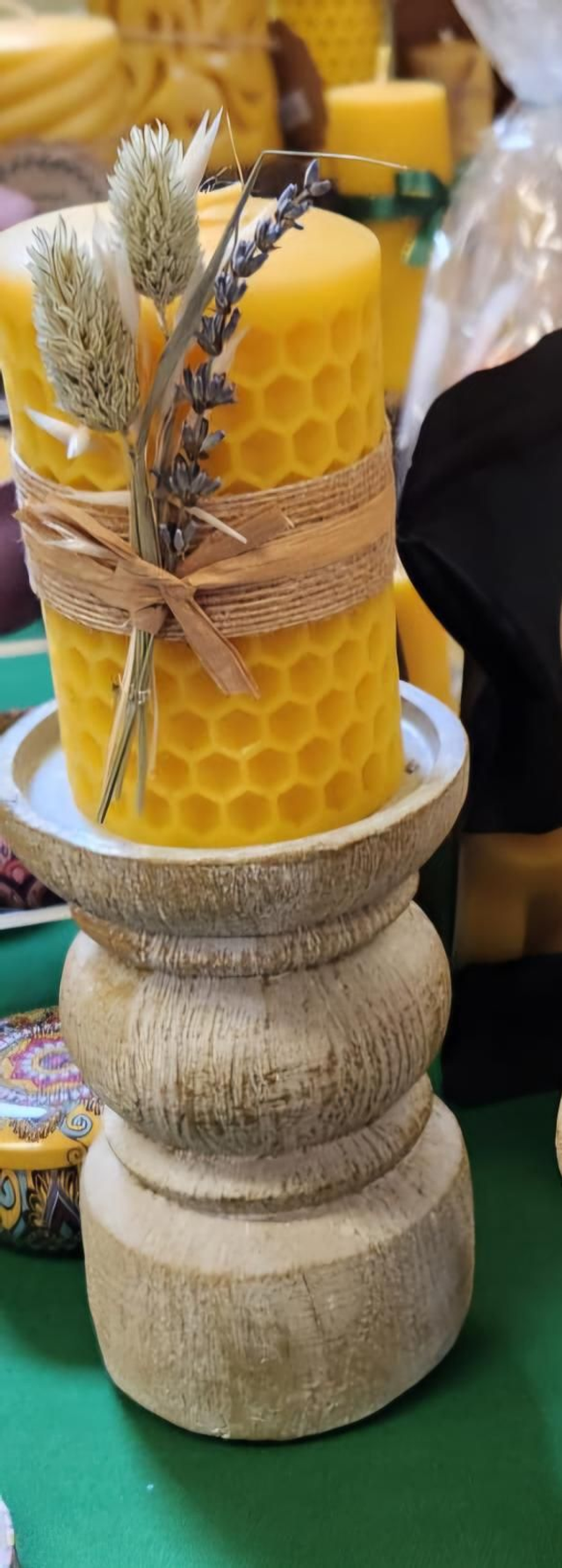 Beeswax Pillar Candle (Wide Honeycomb)