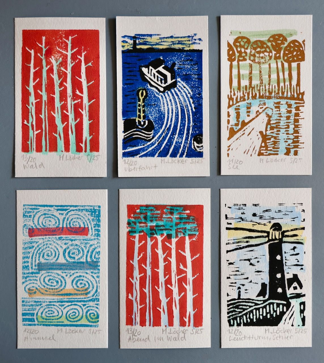 Matthias Löcker "linodrukken van Schiermonnikoog" 7,5x13