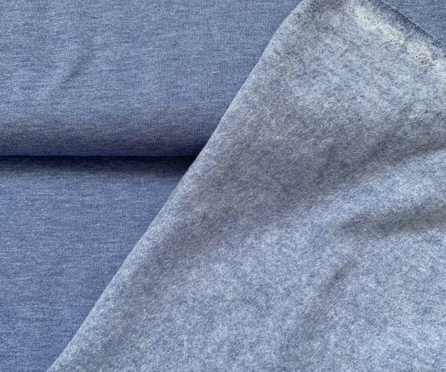 Mid blue marl fleece back sweatshirting 