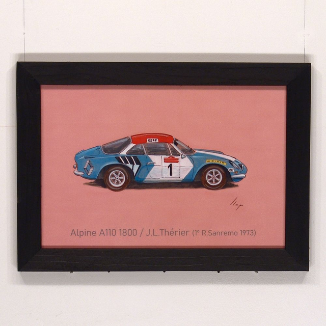 Artimotor enmarcado 22x31 - Alpine A110 1800 / J.L. Therier (Sanremo 1973)