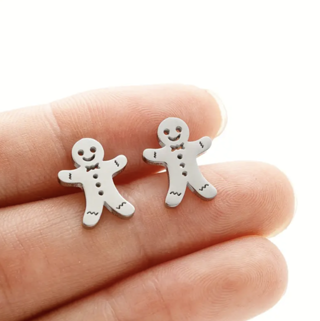 Gingerbread studs - silver coloured