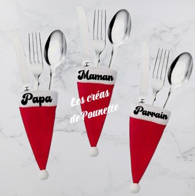 Bonnet de Noël porte-couverts à personnaliser