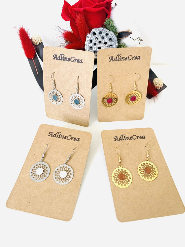 Boucles d’oreilles pendentifs ronds et liege