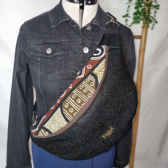 Sac banane marron simili noir 