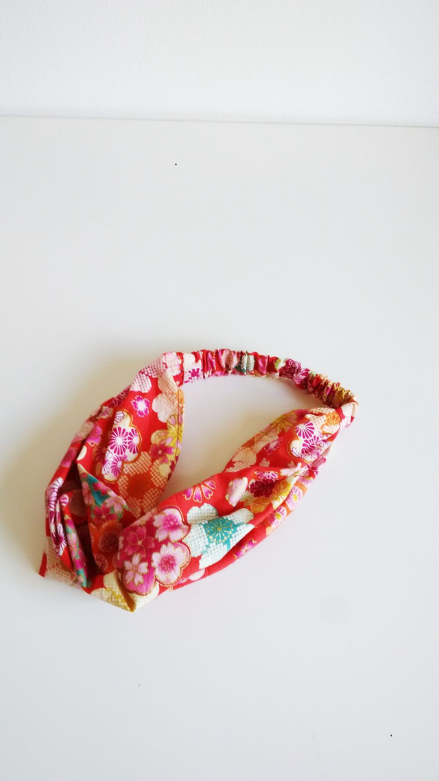 Japanese Cotton Fabric Headband, Red Colour, Floral Pattern Headband, Hair accessary, Gift for her, Hair band
