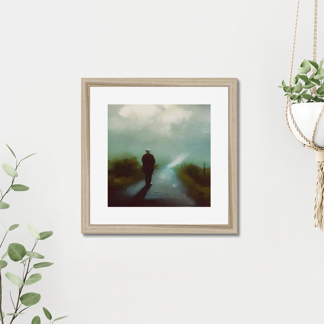 Framed, signed print by Stefan Birch. &quot;The walk home&quot; framed art print