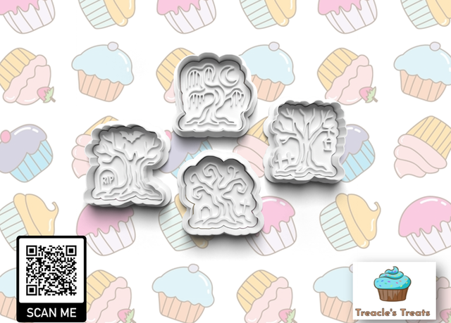 Halloween Spooky Trees Fondant/cookie stamps with cutters
