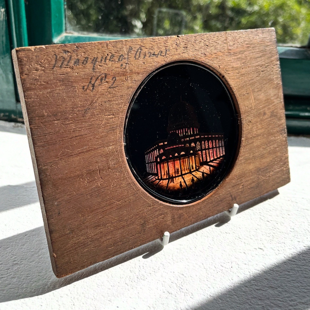 A 19th Century Hand-Painted Circular Glass Lantern Slide