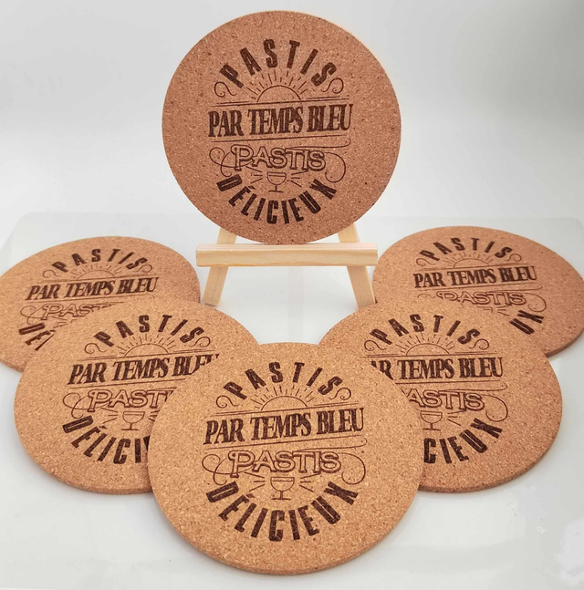 Lot de 6 dessous de verre en liège – Humour Pastis 🌞🥂