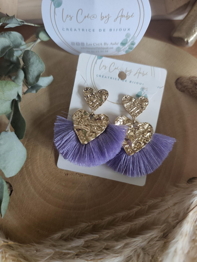 BO MINI BOHEME COEUR GOLD/ POMPONS LILAS 0000486