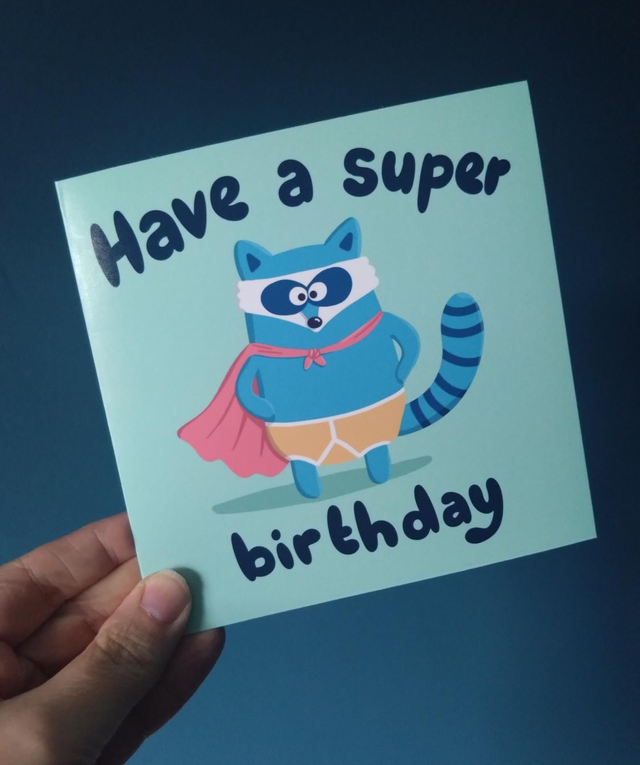 Raccoon birthday card 
