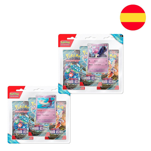 Blister juego cartas 3 sobres refuerzo Corona Astral Pokemon surtido español
