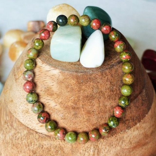 Unakite / Bracelet Boules de 8 mm / Rondes et Polies en Pierres Naturelles