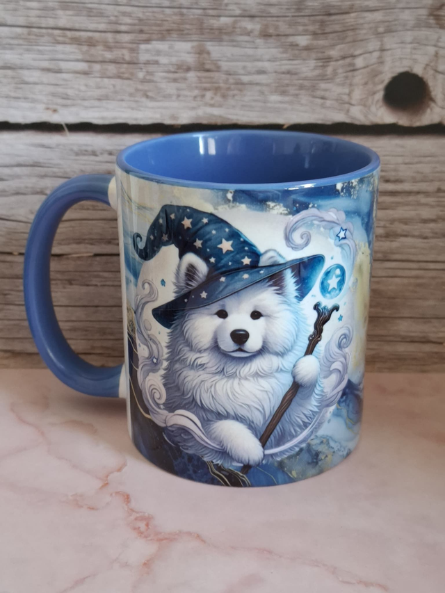Mug bleu samoyède magicien