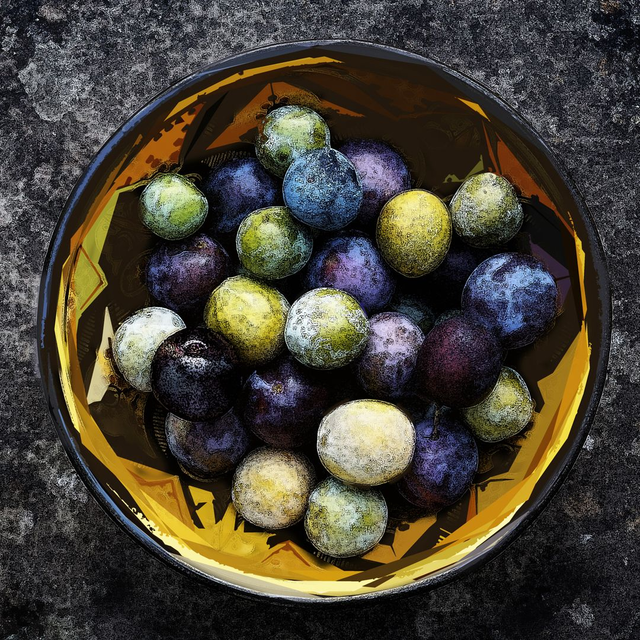 Limited Edition Print Spanish Bowl with Plums