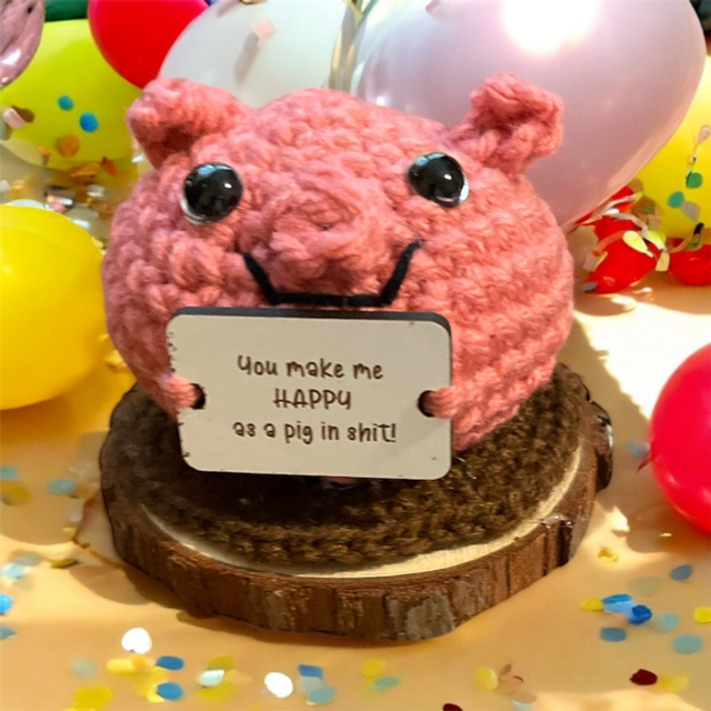 Crocheted positive pal (rude pig)