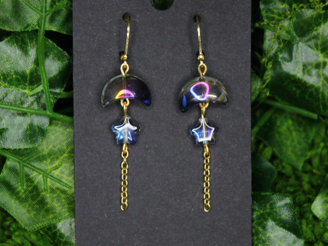 OR0064 • Mond Sterne Glas Ohrringe