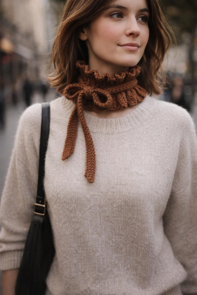 11.Nœud de douceur, col au crochet