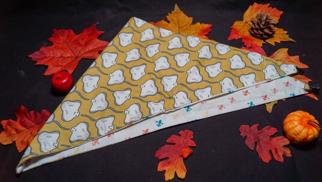 Foulard double face raie / fleur de lys