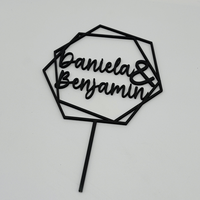 Hexagon Caketopper hell oder schwarz