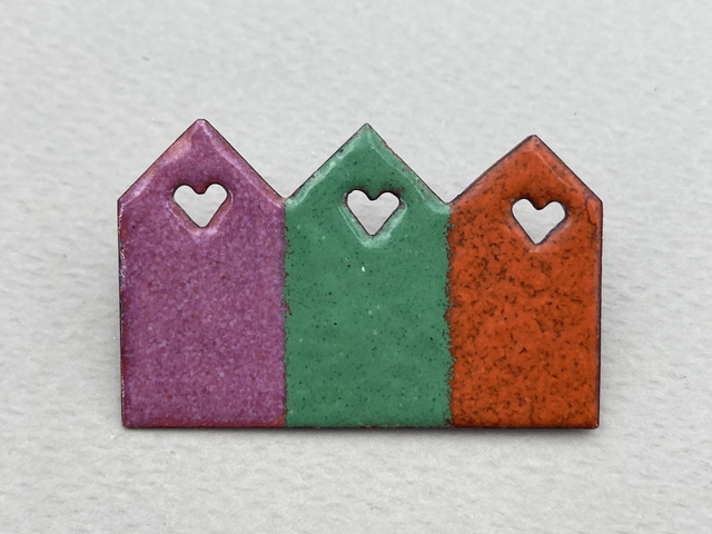 Broche Cabines Rose, Vert et Orange