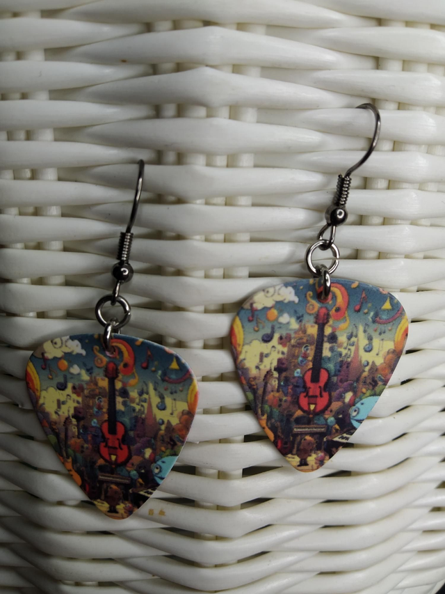 Boucles d&#039;oreilles médiators guitare festival 