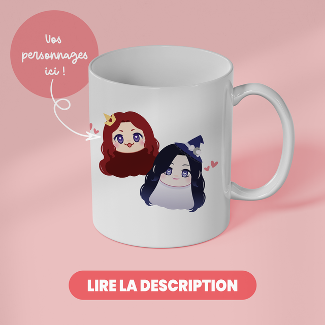 Mug blanc personnalisé KAOS — Duo/couple [2 personnages]