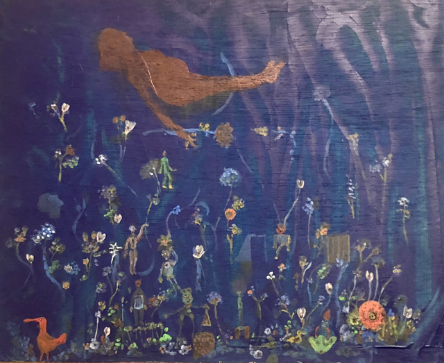 Une nuit au paradis - 37x30 cm - Acrylique sur bois 