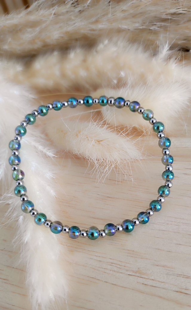 Bracelet Aqua Aura vert Cristal de roche